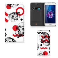 Mobiel BookCase Huawei Y5 2 | Y6 Compact Skull Red - thumbnail