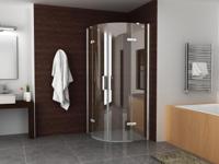 Double cabine kwartrond met 2 draaideuren 1000 x 1000 x 2000 x 8 mm nano helder glas/chroom - thumbnail