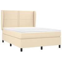 Boxspring met matras stof crèmekleurig 140x190 cm - thumbnail