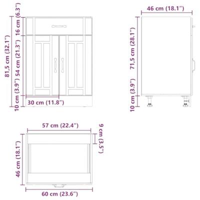 Keuken onderkast Lucca bewerkt hout grijs sonoma eikenkleur Keuken onderkast Lucca bewerkt hout grijs sonoma eikenkleur