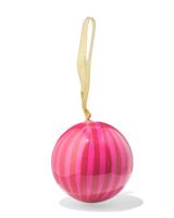 HEMA Kerstbal 6cm papier smalle strepen roze-rood (multi) - thumbnail