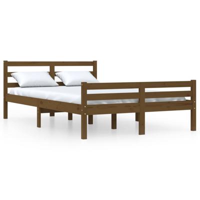 Bedframe massief hout honingbruin 150x200 cm