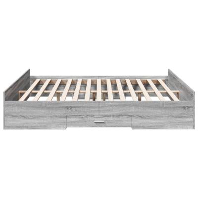Bedframe met lades bewerkt hout grijs sonoma eiken 200x200 cm