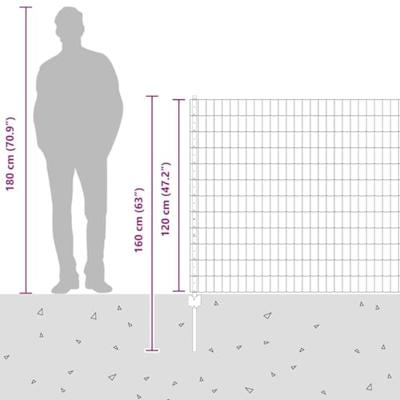 VidaXL Hek met paal grijs 1,2 x 10 m staal en pvc