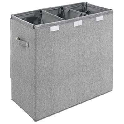 VidaXL Wasmand inklapbaar 64,5x34,5x59 cm kunstlinnen grijs VidaXL Wasmand inklapbaar 64,5x34,5x59 cm kunstlinnen grijs