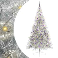 VidaXL Kunstmatig voorverlicht kerstboom met 300 led zilver 240 cm pet - thumbnail
