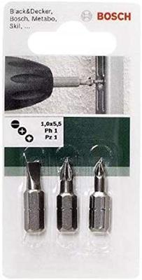 Bosch Accessories 2609255974 Bitset 3-delig Plat, Kruiskop Phillips, Kruiskop Pozidriv