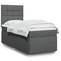 Boxspring met matras stof donkergrijs 100x200 cm - thumbnail