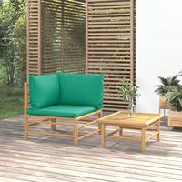 2-delige Loungeset met kussens bamboe groen - thumbnail