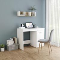 Bureau 100x50x76 cm bewerkt hout wit - thumbnail