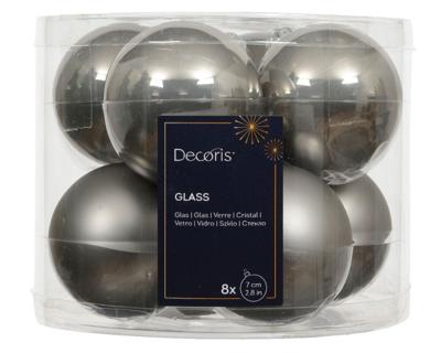 Kerstballen glas d7 cm zacht grijs 8 st Decoris - Decoris Kerstballen glas d7 cm zacht grijs 8 st Decoris - Decoris