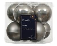 Kerstballen glas d7 cm zacht grijs 8 st Decoris - Decoris - thumbnail