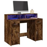 Bureau met LED-verlichting 120x55x91 cm hout gerookt eikenkleur - thumbnail