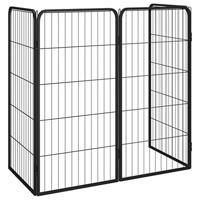 VidaXL Hondenkennel 4 panelen 50 x 100 cm gepoedercoat staal zwart - thumbnail