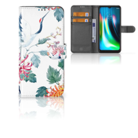 Motorola Moto G9 Play | E7 Plus | Telefoonhoesje | Met pasjeshouder | Bird Flowers - thumbnail