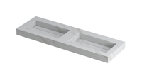 INK Pitch Wastafel Keramische Slab Bak Dubbel met Drain en Front en Side Skirts Zonder Kraangaten - 1400x450x90 mm - Calacatta Mat - thumbnail