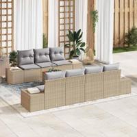 Tuinbankenset met opslag 8 pcs Beige en Licht Grijs poly rattan - thumbnail