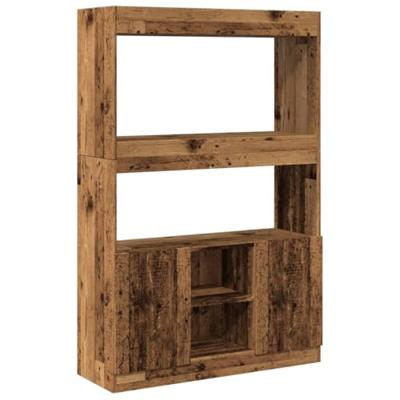 Hoge kast 92x33x140 cm bewerkt hout oud houtkleurig