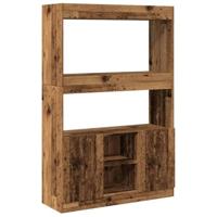 Hoge kast 92x33x140 cm bewerkt hout oud houtkleurig - thumbnail