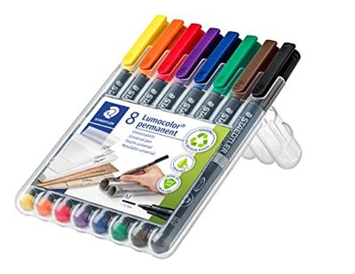 Staedtler Lumocoler 317, OHP-marker, permanent, 1,0 mm, etui van 8 stuks in geassorteerde kleuren