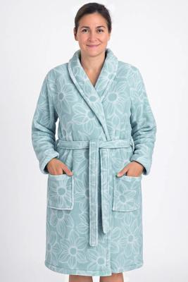 Tenderness dames badjas fleece - Aqua blauw - Warme winter ochtendjas - Copy