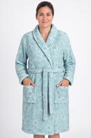 Tenderness dames badjas fleece - Aqua blauw - Warme winter ochtendjas - Copy - thumbnail