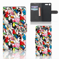 Sony Xperia XZ1 | Telefoonhoesje | Met pasjeshouder | Birds - thumbnail