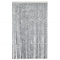 VidaXL Vliegengordijn 118x220 cm chenille grijs en zwart-wit - thumbnail