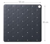 Sealskin Ribb Douchemat - 55x55cm - Antislip - inclusief - zwarte haak - Antraciet 800621 - thumbnail