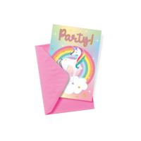 Eenhoorn Uitnodigingskaarten 6 Stuks - thumbnail