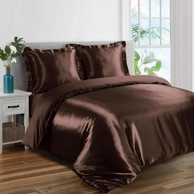 Glanzend Satijnen Dekbedovertrek Beauty Silk Bruin-Lits-jumeaux (240 x 200/220 cm)