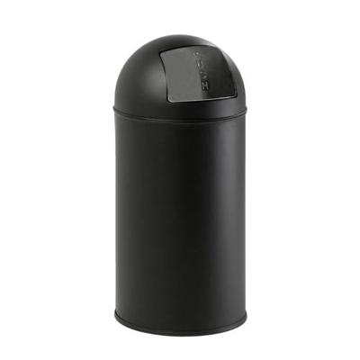 Eko vuilbak met push-deksel 40 l, mat RVS, zwart