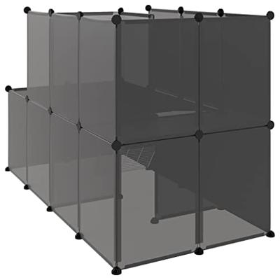 VidaXL Dierenhok klein 142x74x93 cm polypropeen en staal zwart