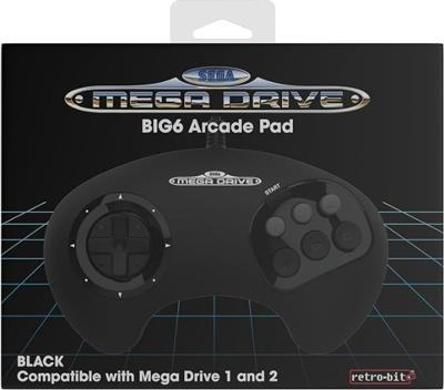 Retro-Bit - SEGA Mega Drive BIG 6 Wired Arcade Pad (Black)