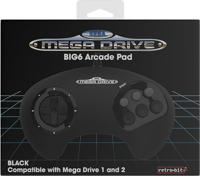 Retro-Bit - SEGA Mega Drive BIG 6 Wired Arcade Pad (Black) - thumbnail