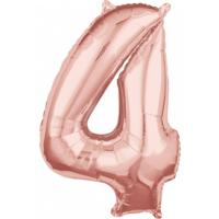 Amscan Folie ballon cijfer 4 rosé goudkleurig 66 cm | 40 stuks - thumbnail
