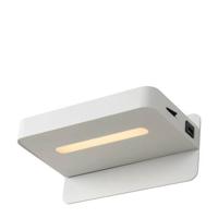 Lucide ATKIN - Bedlamp / Wandlamp - LED - 1x6W 3000K - Met USB oplaadpunt - Wit - thumbnail