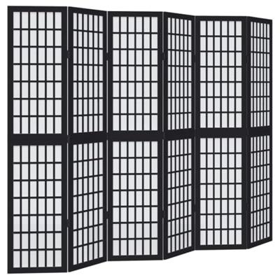 Kamerscherm met 6 panelen massief paulowniahout zwart