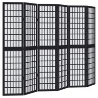 Kamerscherm met 6 panelen massief paulowniahout zwart - thumbnail
