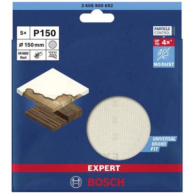Bosch Accessoires Expert M480 schuurnet voor excenterschuurmachines 150 mm, K150 5-delig - 2608900692 Bosch Accessoires Expert M480 schuurnet voor excenterschuurmachines 150 mm, K150 5-delig - 2608900692