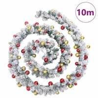 Kerstslinger met kerstballen en LED-lampjes 10 m PVC groen - thumbnail