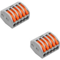 Lasklem Set 2 Stuks - 5 Polig met Klemmetjes - Grijs/Oranje - thumbnail