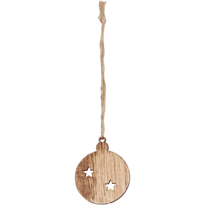 Hanger | hout | 4x5cm | Kerstbal | naturel | 24 stuks