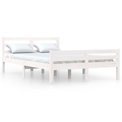 Bedframe massief hout wit 150x200 cm 5FT King Size