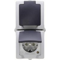 Kopp 136956008 Nautic Wandcontactdoos met randaarde en klapdeksel spatwaterdicht Grijs 1 stuk(s) - thumbnail