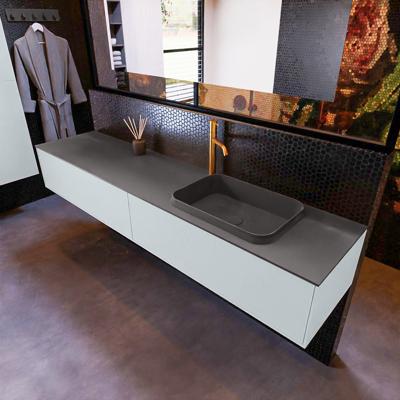 Badkamermeubelset Mondiaz Erin 200 cm met 2 Lades met RIDGE Wastafel Rechts Dark grey met 1 kraangat Greeploos Mat Clay Badkamermeubelset Mondiaz Erin 200 cm met 2 Lades met RIDGE Wastafel Rechts Dark grey met 1 kraangat Greeploos Mat Clay