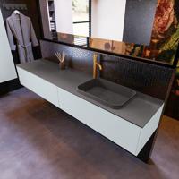 Badkamermeubelset Mondiaz Erin 200 cm met 2 Lades met RIDGE Wastafel Rechts Dark grey met 1 kraangat Greeploos Mat Clay - thumbnail