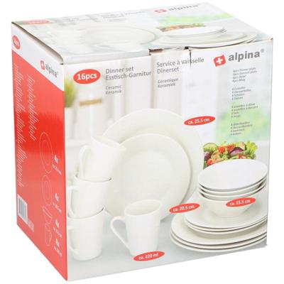 Alpina Serviesset 16-Delig - Servies voor 4 Personen - Wit Alpina Serviesset 16-Delig - Servies voor 4 Personen - Wit