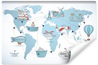 Fotobehang - Reizen rond de wereld, Kinderkamer, premium print, inclusief behanglijm - thumbnail