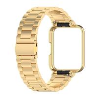Stalen schakelband met case - Goud - Xiaomi Redmi Watch 2 (Lite) - thumbnail